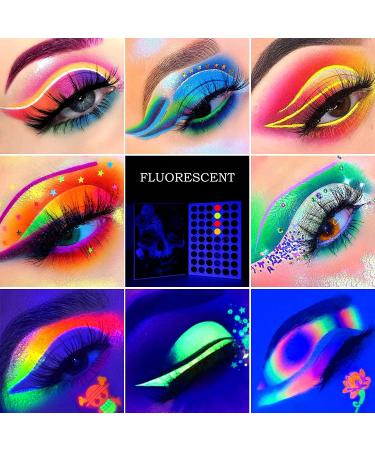 Neon Eyeshadow Palette 54 Colors Highly Pigmented Matte Shimmer Glitter Vibrant Blacklight Makeup Palettes Glow in the Dark Makeup Blendable Waterproof Rainbow Uv Hypoallergenic Makeup Pallet - Buy Online on GoSupps.com