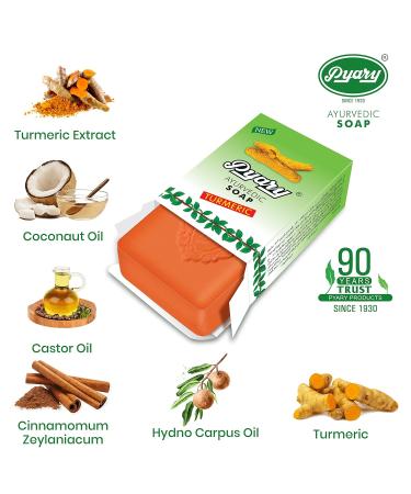 Organic Turmeric Soap Bars - Handcrafted Vegan Ayurvedic Formula - 10.6 Ounce (Pack of 4) - Buy Online on GoSupps.com