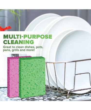SCRUBIT Cellulose Scrub Sponge - 6 Pack Kitchen Cleaning Sponges for Dishes, Pans, Pots - Dishwashing Sponge Set - Buy Online on GoSupps.com