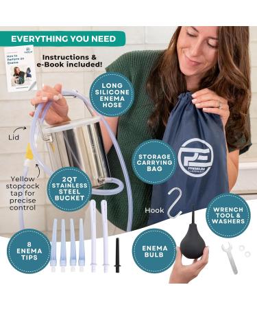 Stainless Steel Coffee Enema Bucket Kit - Reusable Organic Home Colonic Kit for Men/Women - Buy Online on GoSupps.com