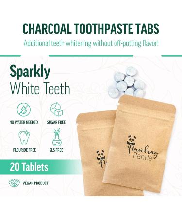 Traveling Panda Wheat Straw Toothbrushes Kit - Charcoal Infused, Soft Bristles, Whitening | Includes 2 Brushes & 40 Charcoal Tabs - Buy Online on GoSupps.com
