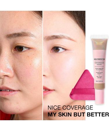 CC Cream Bb Cream Foundation Skin Tone Adjusting Matte Colour Correcting Brightening Face Cream Full Coverage Foundation Anti-Redness with Triangle Powder Puff Set (Sand) - Buy Online on GoSupps.com