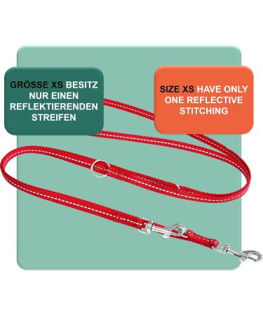 Dey Premium Reflective Dog Leash 2m - 3-Way Adjustable Nylon for Small to Large Dogs | Double Leash | Many Colors | Fire Leash | Puppy Leash | Red XS - Buy Online on GoSupps.com