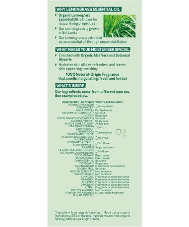 Garnier Organic Lemongrass Daily Face Moisturiser Refreshing And Hydrating Day Cream Combination And Normal Skin 50 Ml - Buy Online on GoSupps.com