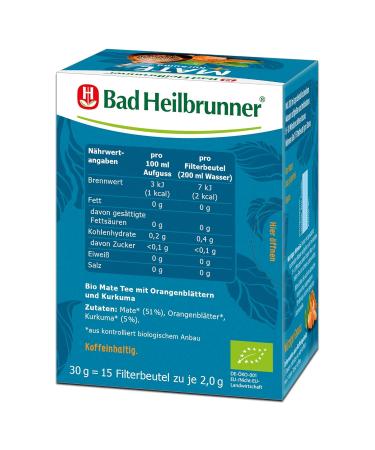 Bad Heilbrunner Turmeric & Mate Tea - Classic South American Blend in Filter Bags (5x15) - Tasty Harmony with Turmeric - Buy Online on GoSupps.com