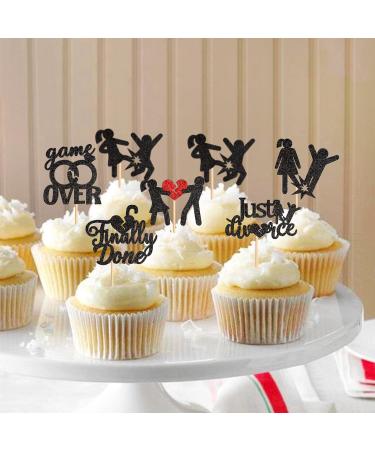 Ercadio 24 Pack Divorce Cupcake Toppers Black Glitter Finally Done Just Divorced Cupcake Picks Divorce Cupcake Picks for Break Up Theme Bachelor Freedom Party Cake Decoration Supplies - Buy Online on GoSupps.com