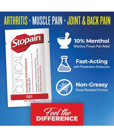 Stopain Pain Relief Gel Packets Max Strength Fast Acting USA Made for Arthritis Sciatica Knee & Neck Pain | 10 Pack with MSM & Glucosamine HSA & FSA Eligible - Buy Online on GoSupps.com