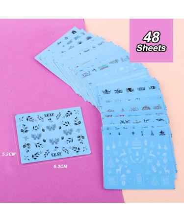 48 Sheets Christmas Water Transfer Nail Art Stickers Women Nail Decals for Gel Nails Butterflies Santa Claus Christmas Tree Elk Snowflakes - Buy Online on GoSupps.com