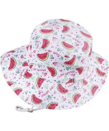 LANGZHEN Baby Girls Sun Protection Hat | Adjustable Wide Brim Toddler Kids Play Hat | Watermelon XL - Buy Online on GoSupps.com