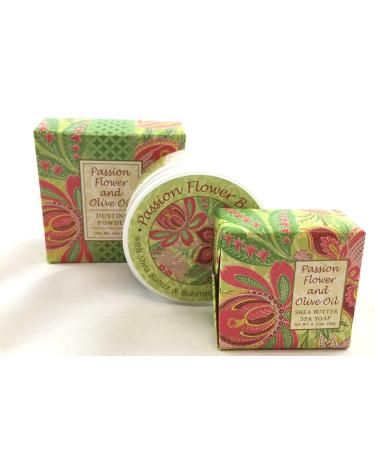 Greenwich Bay PASSION FLOWER 3 Piece Beauty Gift Set of : BODY BUTTER SPA SOAP and DUSTING POWDER