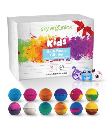 Sky Organics Kids Bath Bomb Gift Set for Body to Soak, Nourish & Enjoy, 12 ct. 12 Count (Pack of 1) Kids