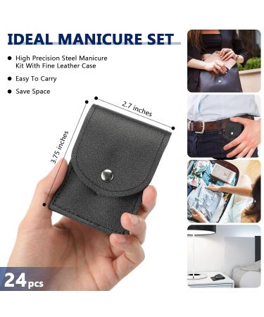 24-Piece Stainless Steel Manicure Set with Travel Case - Professional Nail Clippers & Pedicure Tools for Men and Women - Black - Buy Online on GoSupps.com