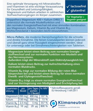 Double Heart Magnesium 400 + Potassium - Support Muscle Function & Electrolyte Balance - 20 Portions Micro Pellets (2-Pack) - Buy Online on GoSupps.com