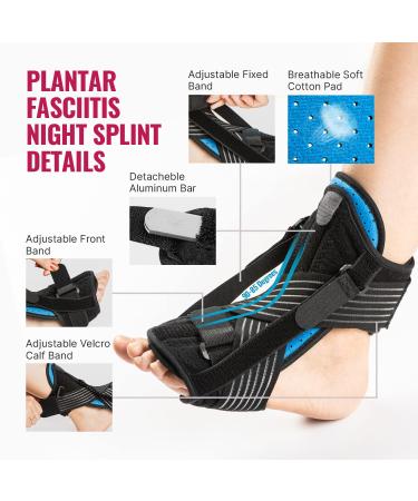 Fit Geno Plantar Fasciitis Night Splint Set | Achilles Tendonitis Relief | Foot Splint, Massage Ball, Arch Support Bands | Blue - Buy Online on GoSupps.com