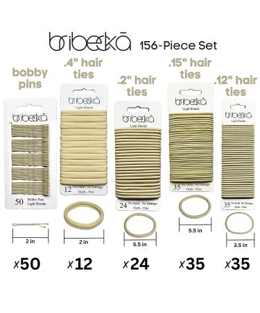 Bribeck Blonde Hair Ties & Bobby Pins Set (156 Pcs) - Premium Hair Elastics, Ponytail Holders, Clips for Women & Girls - Styling Accessories for All Hair Types - Buy Online on GoSupps.com