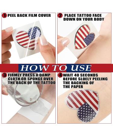 Patriotic Temporary Tattoos - 120 Metallic 4th of July Stickers for Men & Women - American Flag Red White Blue Decor - USA Independence Day Party Favors - Buy Online on GoSupps.com