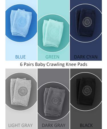 SATINIOR 6 Pairs Anti-Slip Baby Knee Pads in Black, Green, Gray, Blue - Toddler Leg Warmers for Crawling - Knee Protectors for Toddlers - Buy Online on GoSupps.com