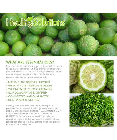 Healing Solutions Bergamot Essential Oil 120ml - Premium Aromatherapy Oil for Relaxation & Wellness - Buy Online on GoSupps.com