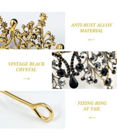 Lurrose Luxury Black Crystal Crown - Baroque Halloween Tiara & Rhinestone Queen Crown - Buy Online on GoSupps.com