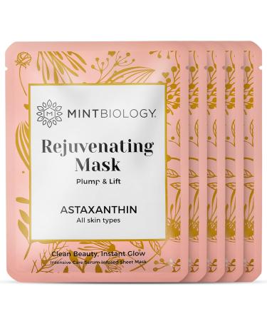 Korean Sheet Mask | AGELESS Advanced Nutrient Locking Korean Skin Care Masks | Astaxanthin & Collagen Face Mask for Women | Nourish  Hydrate & Soften Lines & Wrinkles Spots | Cruelty Free Facial Masks 5 Count (Pack of 1)...