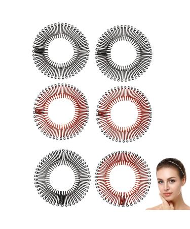 6 pieces fully circular stretch comb flexible plastic circle comb stretch hair comb hair band holder for women girls 2 colors nero