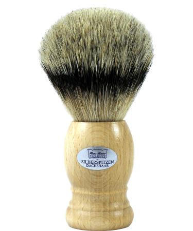 Hans Baier Exclusive Shaving Brush Real Silvertip Badger Hair - Beechwood Handle