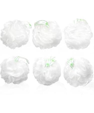 Premium Lulu Essentials Bath and Shower Loofah Poufs - 6 Pack, 60g Each - Cleansing Sponge for Exfoliating - Best Mesh Body Scrubbers in Snow White - Ideal Gift Box - Buy Online on GoSupps.com