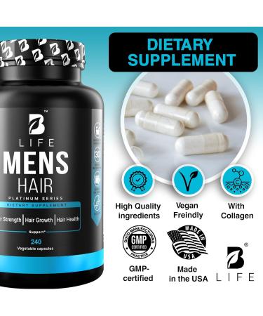 Men s Hair Growth Supplement Biotin & Collagen Hair Vitamins for Men Thicker, Fuller Hair, Nail & Scalp Support Hair Loss Supplement with Zinc, Selenium & Vitamins A C D E 240 Capsules 240 Count (Pack of 1) - Buy Online on GoSupps.com