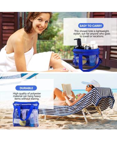 Portable Shower Mesh Caddy Bag for Travel and Swimming - Quick Dry Toiletry Organizer with Zipper (Dark Blue) - Buy Online on GoSupps.com