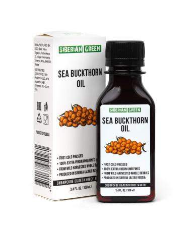 Siberian Sea Buckthorn Oil | 100% Natural Extra Virgin Cold Pressed 100 ml / 3.4 fl oz | Unrefined Raw Vegan | Exclusive Healthy Diet Food Grade BERRY