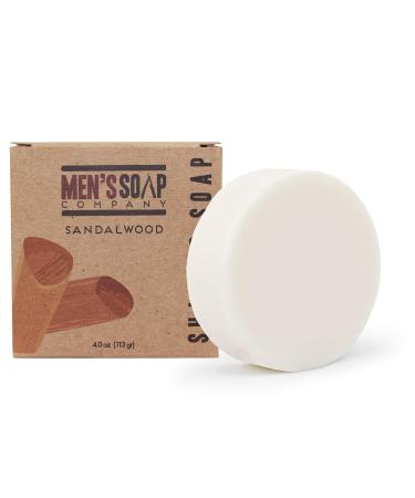 Mens Soap Company Shaving Soap for Men and Women 4.0oz Refill Puck Made with Natural Vegan Plant Ingredients - Shea Butter & Vitamin E Create Thick Shave Soap Lather for Skin Protection, Sandalwood