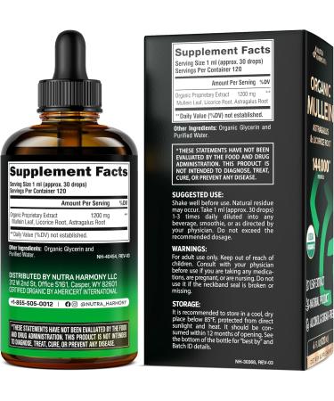 NUTRAHARMONY Organic Mullein Drops & Vitamin B12 Drops - Buy Online on GoSupps.com