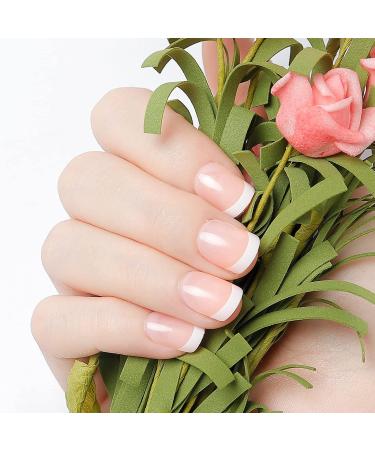 480 Pcs Natural French Short False Nails Acrylic Full Cover Nails - 12 Sizes with Simple Case Pink - Buy Online on GoSupps.com