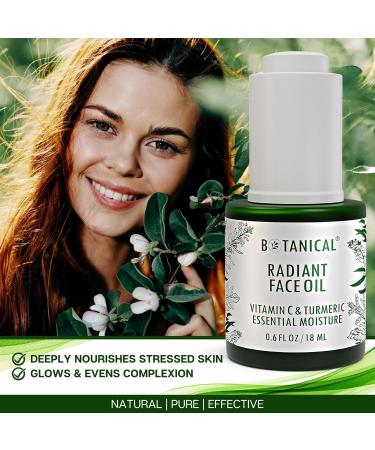 Botanical Radiant Face Oil | Brightening Turmeric & Vitamin C Serum | Organic Natural Skincare with Gua Sha Lift Scraper - 0.6 fl oz - Buy Online on GoSupps.com