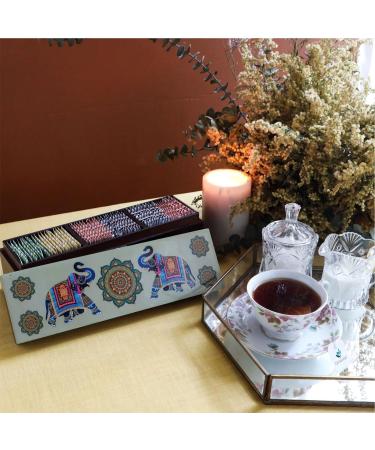 Octavius Elephant Wooden Caddy Tea Sampler Pack - 60 Enveloped Tea Bags - Black & Green Tea Assortment - Tea Sampler Variety Pack - Perfect for Tea Lovers - Buy Online on GoSupps.com