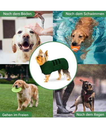 BasVII Microfiber Dog Bathrobe | Extra Absorbent Quick Drying Velcro Fastener | Adjustable for Small Medium Large Dogs - Green - Buy Online on GoSupps.com