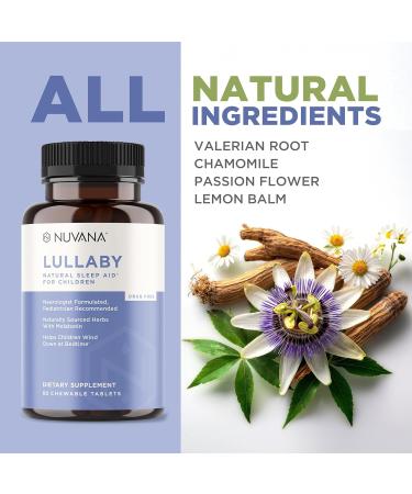 Nuvana Lullaby | Gentle Kids Natural Sleep Aid | Pediatrician Recommended | Delicious Low Dose Melatonin & Non-Habit Forming Mixed Berry Chewable Tablets | with Chamomile Magnesium for Kids 3+ - Buy Online on GoSupps.com