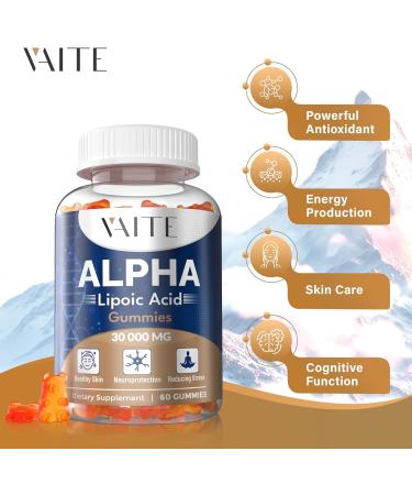 Alpha Lipoic Acid Gummies Extra Strength Antioxidant Supplement for Brain Health & Nerve Support Non-GMO Vegan Gluten-Free 60 Chewable Gummies for Pain Relief - Buy Online on GoSupps.com