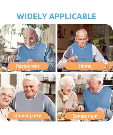 3 Pack Adult Bibs for Men Women Elderly Seniors and Disabled Waterproof Reusable Clothing Protector Adult Feeding Bibs Washable Adult Towel Bibs for Eating and Crumb Catcher - Buy Online on GoSupps.com