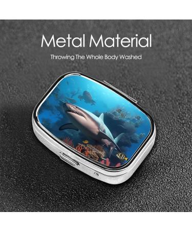 Submarine Shark Coral Pill Case | Cute 2 Compartment Travel Pill Box Organizer for Purse & Pocket Gifts - Buy Online on GoSupps.com