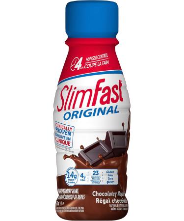 SlimFast Original Meal Replacement or Weight Loss Ready to Drink Shakes with 14g of Protein 4g of Fibre Plus 23 Vitamins and Minerals Chocolatey Royal 8 Bottles x 325ml - Buy Online on GoSupps.com