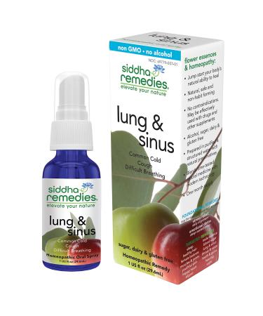 Siddha Remedies Lung & Sinus Spray for Sinus Relief, Congestion Relief, Cough Suppressant, Cold Medicine, Runny Nose | Homeopathic Allergy Medicine Relief | Non GMO w/ Cell Salts, No Alcohol, Sugar