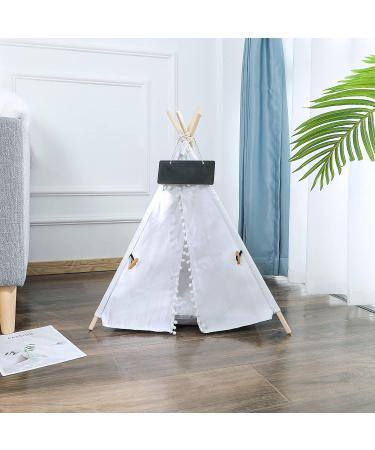 GeerDuo Portable Pet Teepee Tent for Small Dogs/Cats - Washable Sweet Bed with Cushion - White 24 - Buy Online on GoSupps.com
