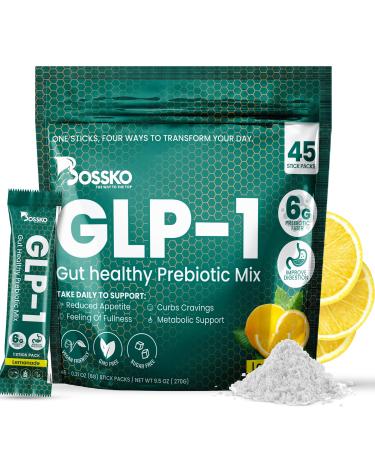 GLP-1 Supplement 6g Fiber - with Chromium & Glucomannan Booster Drink Mix with 45 Servings (6 Weeks Supply) to Reduced Appetite and Cravings & Metabolic Support Formula - Lemonade Flavor