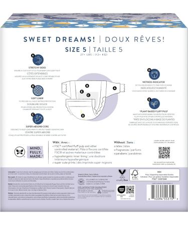 The Honest Company Overnight Diapers | Plant-Based  Sustainable  Cozy Cloud & Star Signs | Size 5 (27+ lbs) 40 Count - Buy Online on GoSupps.com