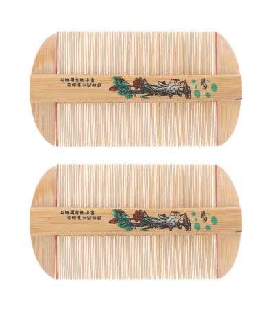 Lot de 2 Peignes en Bambou Dense Double Face Antipelliculaire Peigne Portable Dents Fines pour Soins Capillaires et Massage du Cuir Chevelu Usage Domestique et Gar on et