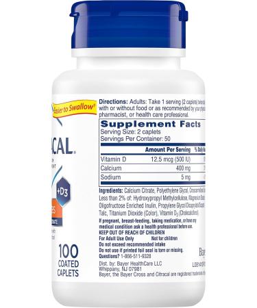 Citracal Calcium Citrate Petites W/Vitamin D Tablets 100 Ct (4 Pack) - Buy Online on GoSupps.com