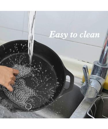 316L Stainless Steel Chain Scrubber for Cast Iron Cleaning | 8x6 inch | Pan, Pot, Dutch Oven, Skillet, Grill Cleaner - Buy Online on GoSupps.com