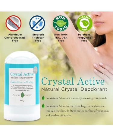 Positive Essence Crystal Deodorant Stone - Odorless - Pack of 2 - 60g - Buy Online on GoSupps.com