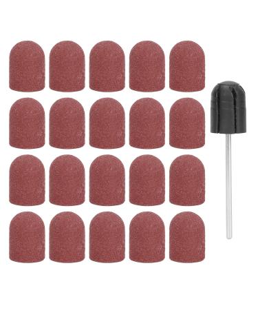 20 Pieces Sanding Caps Nail Cutter Set Sanding Bands Sanding Caps with Nail Drill Professional Manicure Nail File Bits for Manicure and Pedicure (Brown)